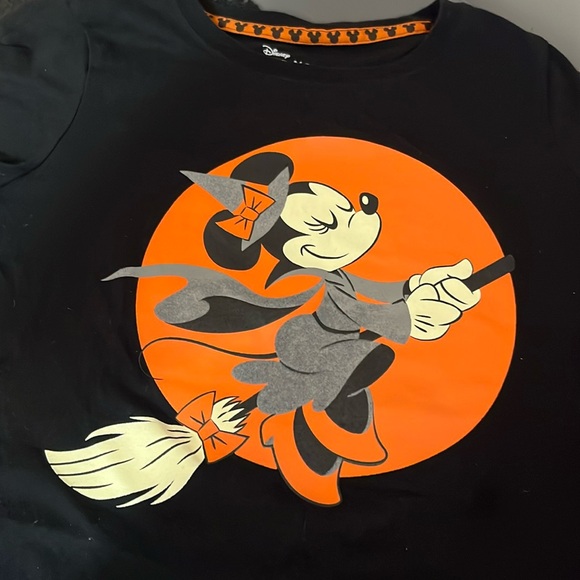 Disney Black and Orange Minnie Mouse Witch Tee Glow in Dark - Picture 2 of 6